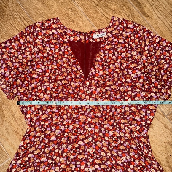 Madewell Ditsy Floral Red Mini Dress Size 6 Button Up Front Spring Prairie - Picture 6 of 8